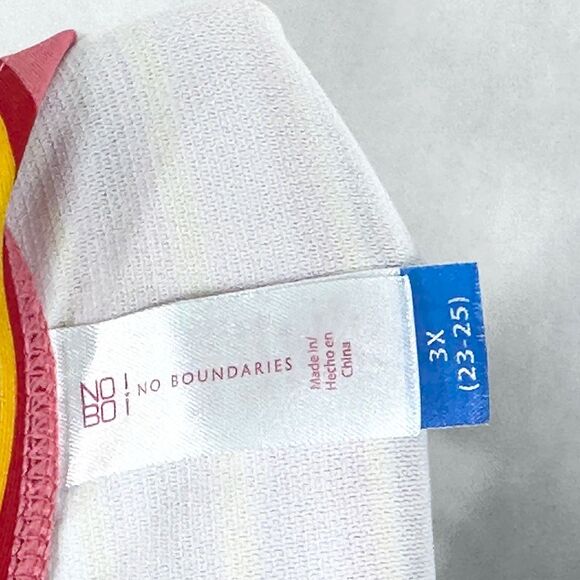 No Boundaries Plus Sz 3X Swimsuit 23W 25W Juniors Plus Orange Pink One Piece 847 - Picture 3 of 11